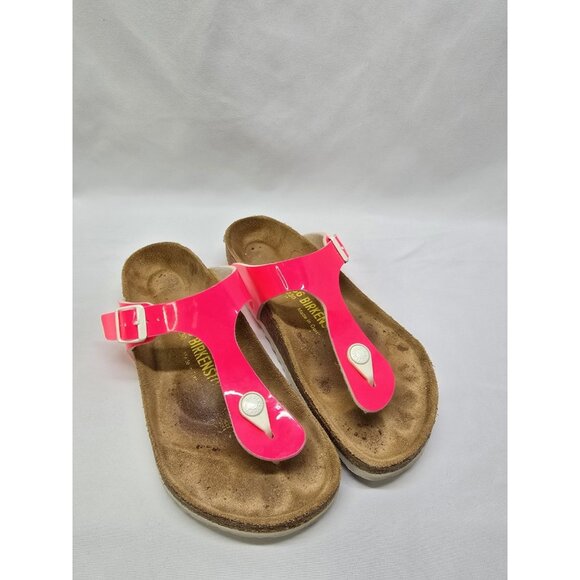 Birkenstock Original Womens Gizeh Patent Leather Neon Pink EU 36 Size 5-5.5 US - Picture 1 of 14